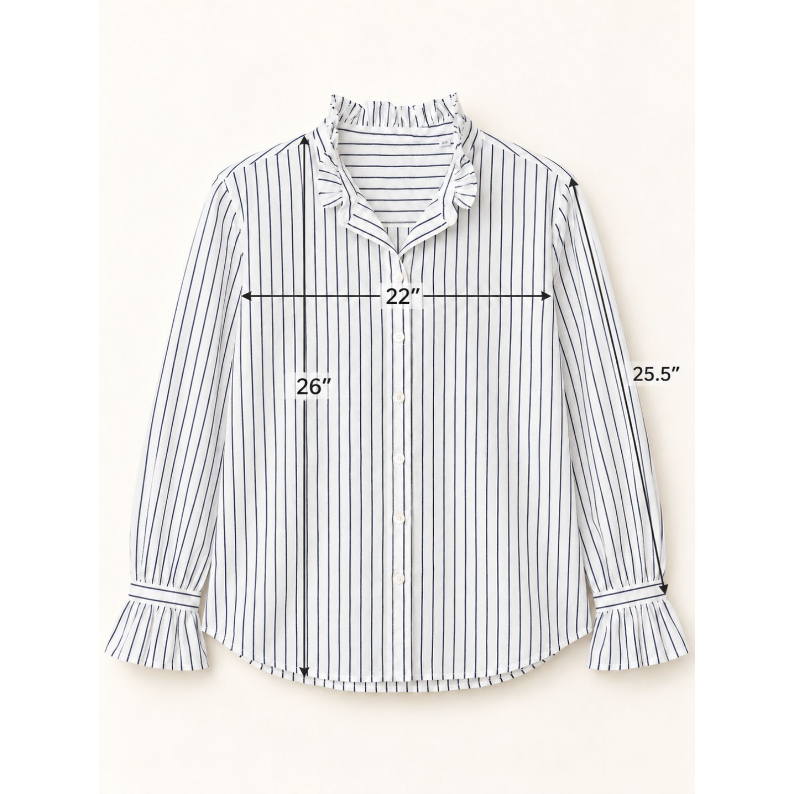 Wnu With Nothing Underneath Kew Striped Cotton Blouse Us 12 Ruffle Collar — image 4 of 8